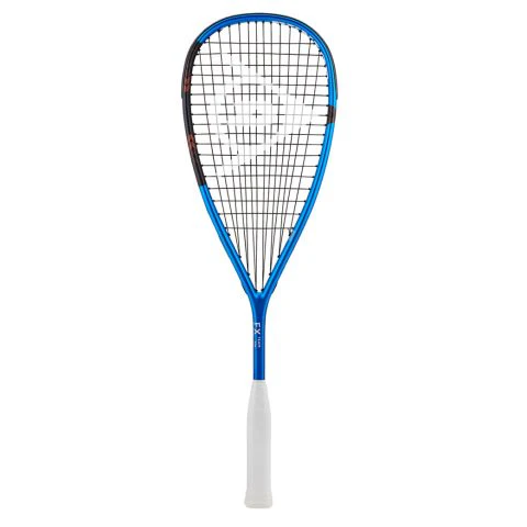 DUNLOP FX TEAM 130 SQUASH RACKET - Blue/Black, full racket view on white background