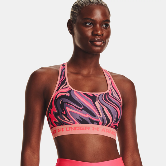 UNDER ARMOUR CROSSBACK MID PRINT SPORTS BRA LADIES