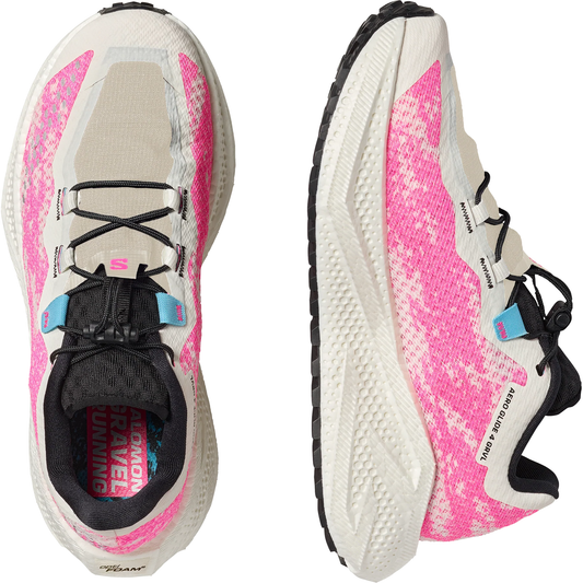 SALOMON AERO GLIDE 4 GRVL LADIES - Vanilla Ice/Knockout Pink/Black, top and sole view pair