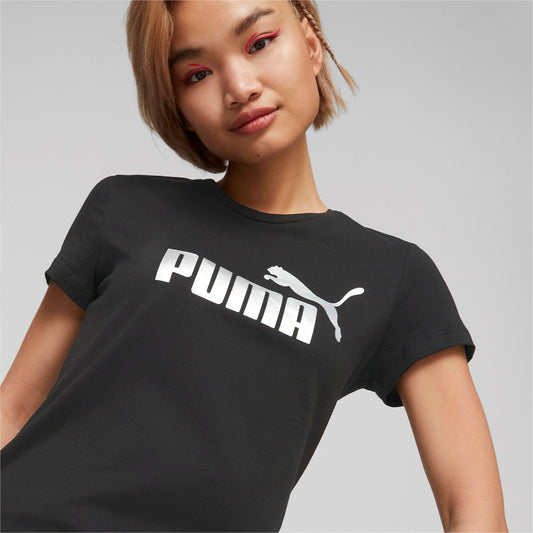 PUMA ESSENTIAL + METALLIC LOGO SHORT SLEEVE TEE LADIES