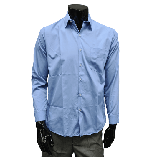 PLAIN SCHOOL SHIRT LONG SLEEVE NO BADGE BLUE