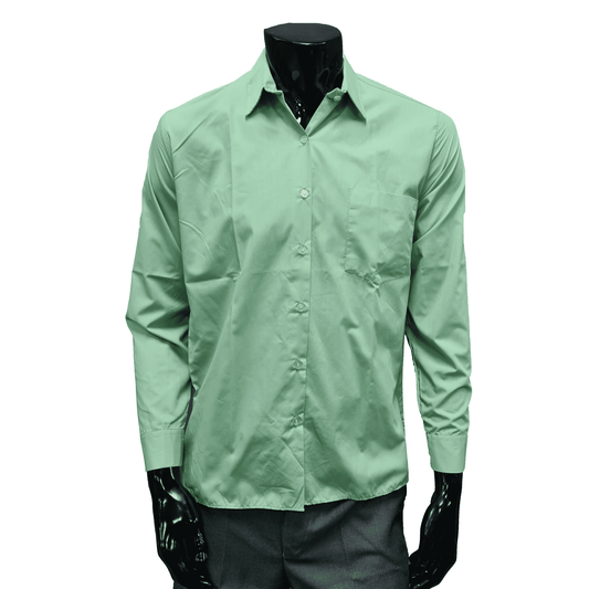 PLAIN SCHOOL SHIRT LONG SLEEVE NO BADGE GREEN