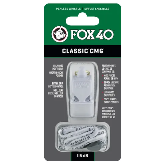 FOX40 CLASSIC CMG WHISTLE WITH LANYARD WHITE