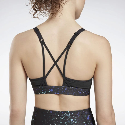 REEBOK LUX MULTI-COLORED SPECKLE STRAPPY BRA LADIES