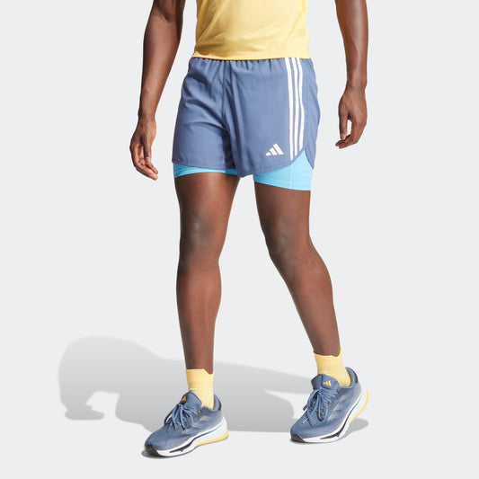 ADIDAS OWN THE RUN 3-STRIPES 2-IN-1 SHORTS MENS