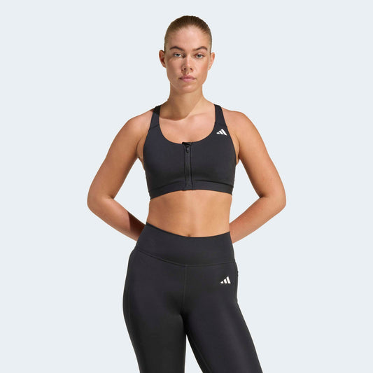 ADIDAS OPTIME ESSENTIAL WORKOUT ZIP FRONT MEDIUM SUPPORT BRA LADIES