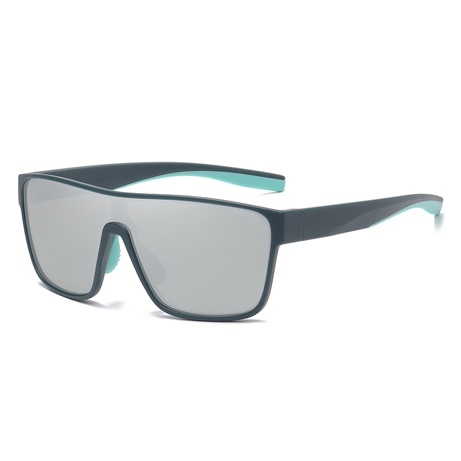 LUNDUN POLARISED SUNGLASSES - Green Mirror lenses with dark frame, side view on white background