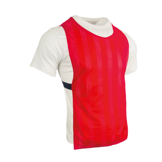 PNS MESH BIBS 10 PC SENIOR RED - pack of 10 red mesh training bibs, product view on white background