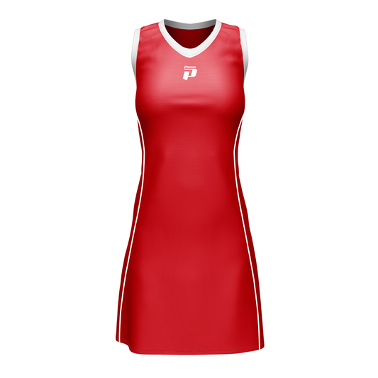 PRIMO ROMA NETBALL DRESS SET RED / WHITE 12 PIECE