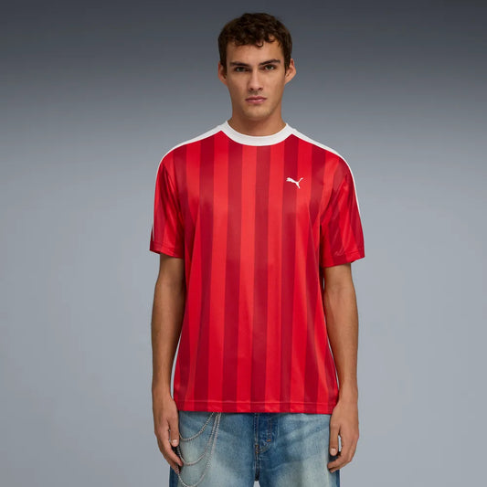 PUMA ESSENTIAL T7 RELAXED STRIPED FOOTBALL JERSEY MENS