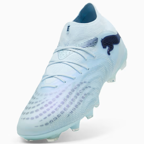 PUMA FUTURE 9 PRO FG/AG MENS - Icy Blue/Blue Jewel, close-up medial view showing removable sockliner and ankle collar