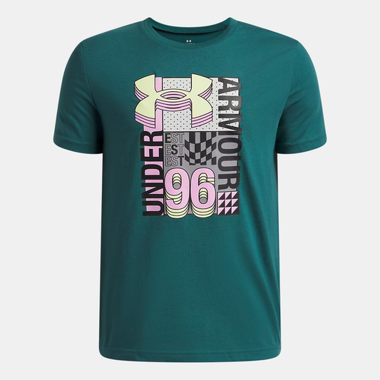 UNDER ARMOUR LOGO WORDMARK COLLAGE SHORT SLEEVE TEE JUNIOR