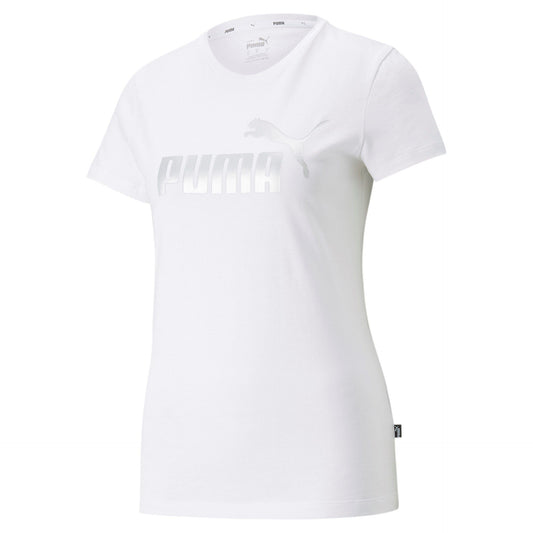 PUMA ESSENTIAL + METALLIC LOGO SHORT SLEEVE TEE LADIES