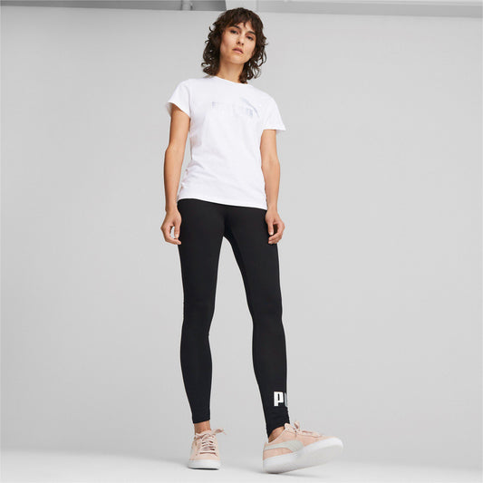 PUMA ESSENTIAL + METALLIC LOGO SHORT SLEEVE TEE LADIES
