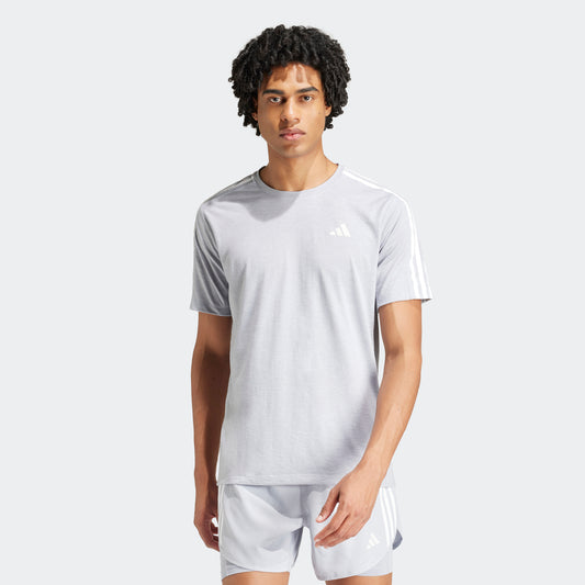 ADIDAS OWN THE RUN 3 STRIPE SHORT SLEEVE TEE MENS