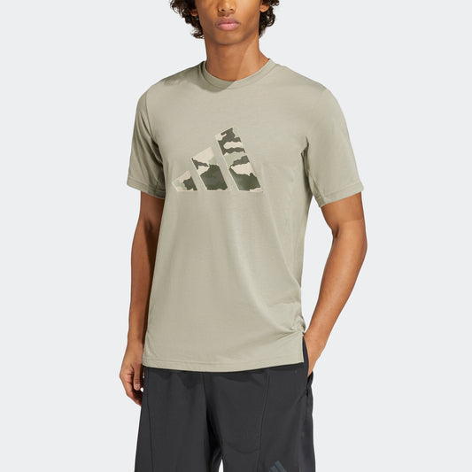 ADIDAS TRAIN ESSENTIAL CAMO LOGO SHORT SLEEVE TEE MENS