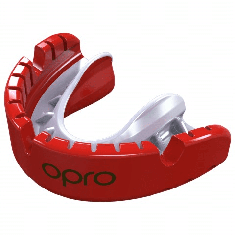 OPRO GOLD BRACES MOUTHGUARD RED / WHITE SENIOR