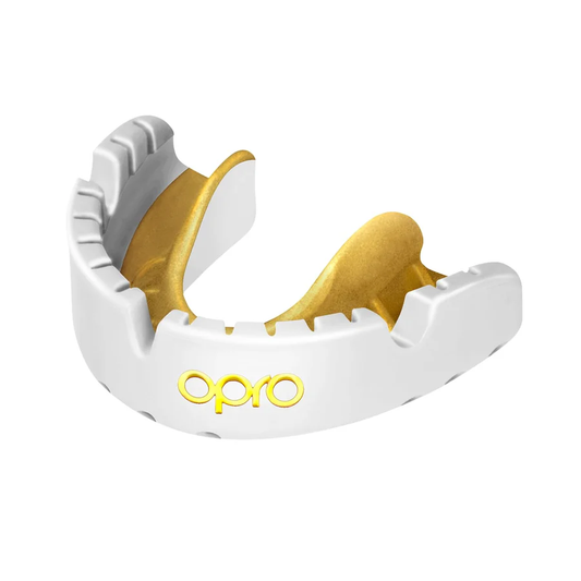 OPRO GOLD BRACES MOUTHGUARD WHITE / GOLD SENIOR
