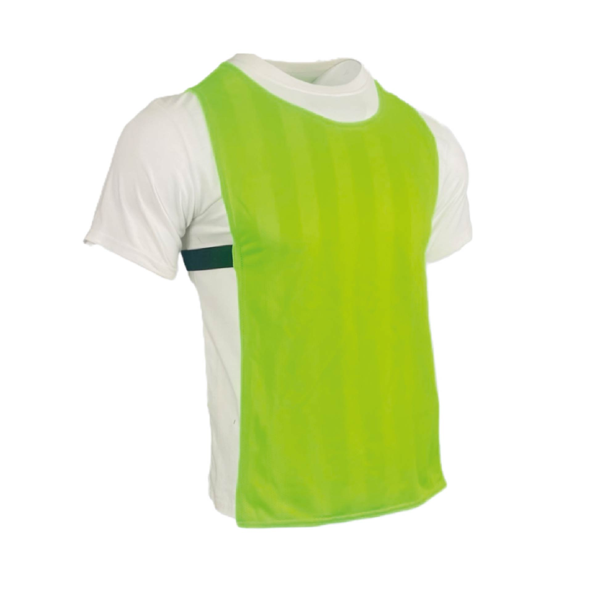 PNS MESH BIBS 10 PC SENIOR NEON GREEN - pack of 10 green mesh training bibs, product view on white background