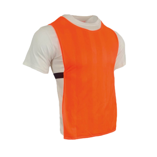 PNS MESH BIBS 10 PC SENIOR NEON ORANGE - pack of 10 orange mesh training bibs, product view on white background