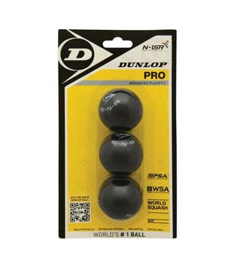 DUNLOP PRO 3 BALL BLISTER PACK SQUASH BALL