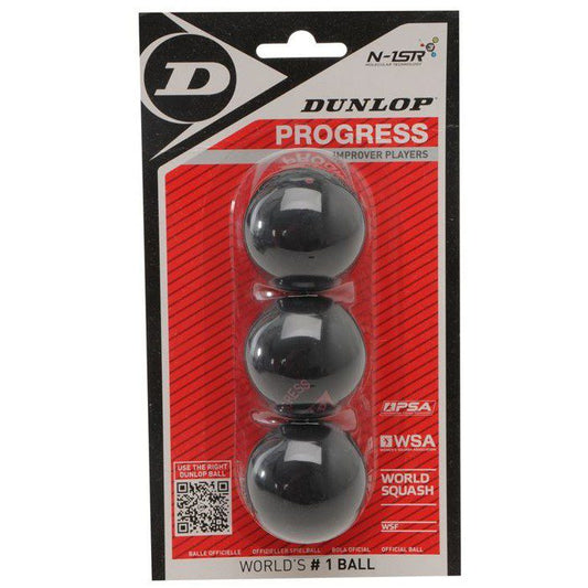 DUNLOP PROGRESS 3 BALL BLISTER PACK SQUASH BALL