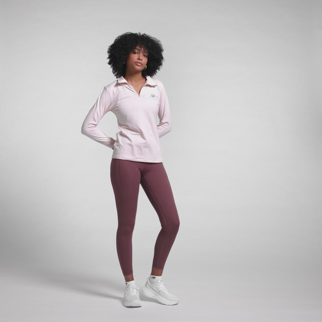 NEW BALANCE SPACE DYE QUARTER ZIP LONG SLEEVE TOP LADIES