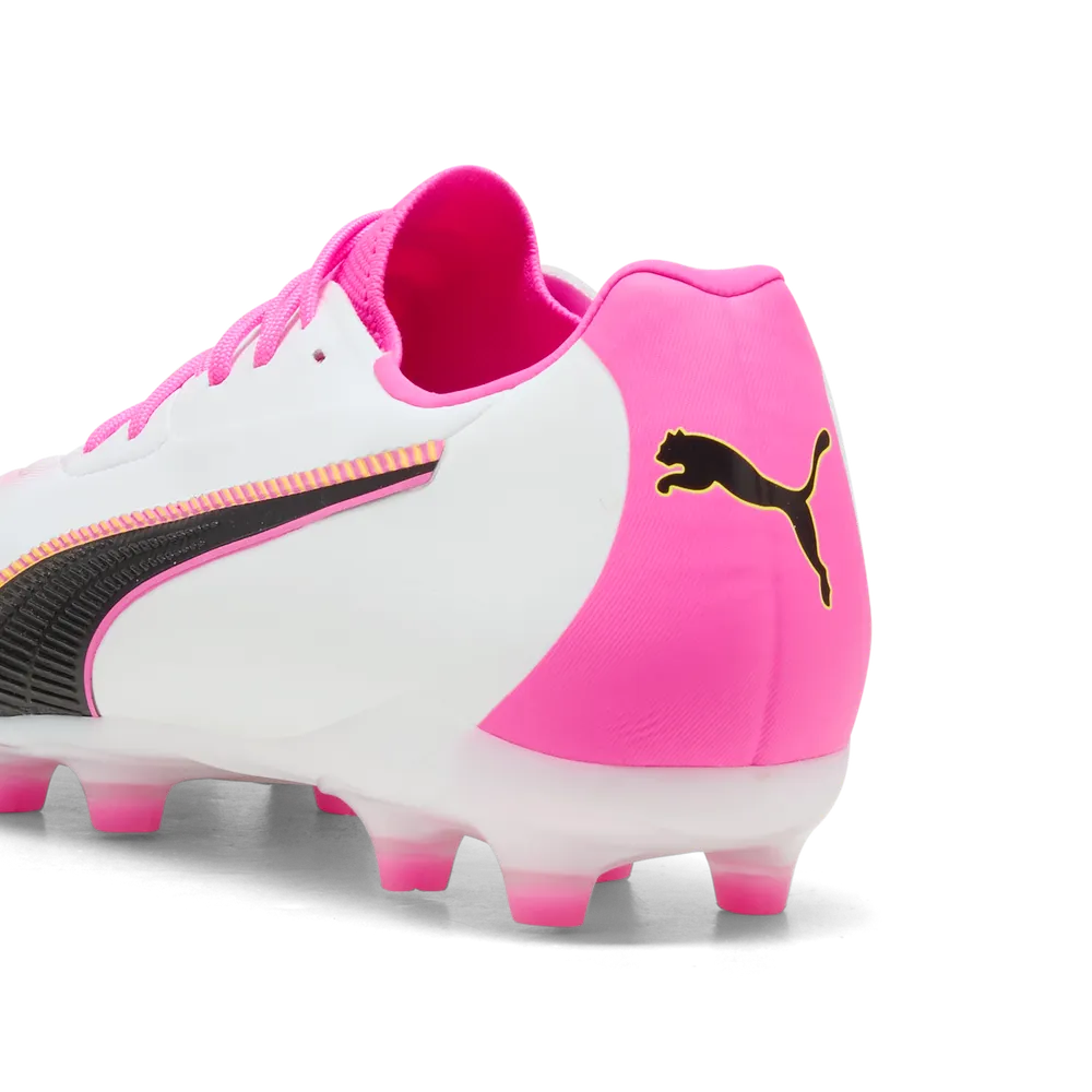 PUMA KING 20 MATCH FG/AG Mens Soccer Cleats - White/Poison Pink/Bright Aqua, back view