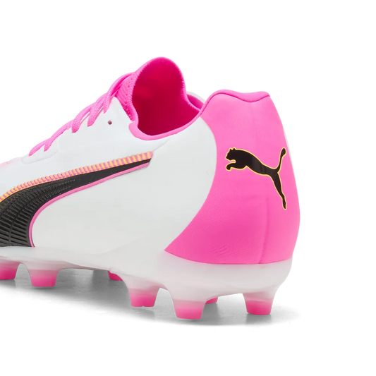 PUMA KING 20 MATCH FG/AG Mens Soccer Cleats - White/Poison Pink/Bright Aqua, back view