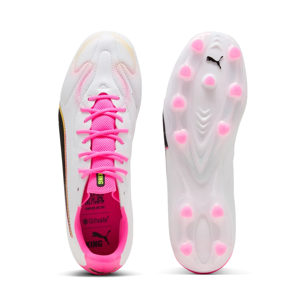 PUMA KING 20 MATCH FG/AG Mens Soccer Cleats - top and sole view showing studs