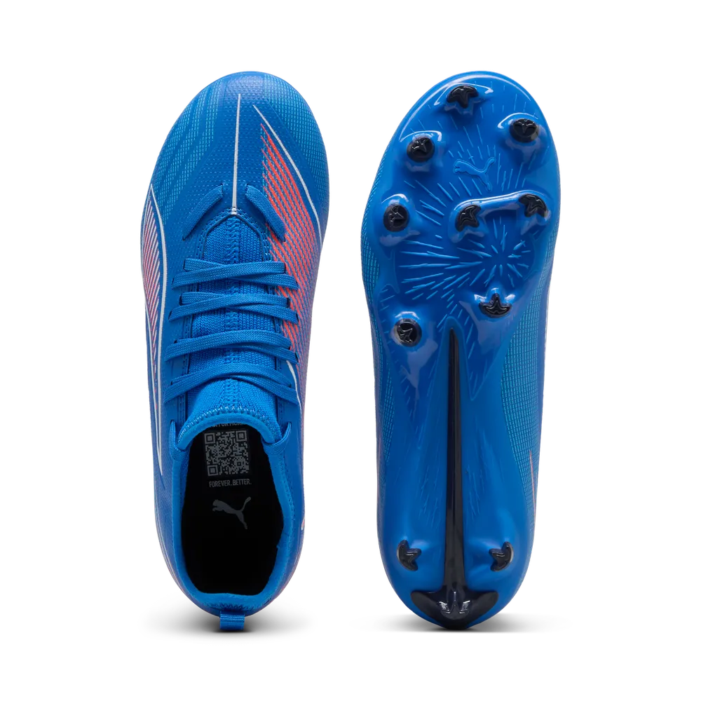 PUMA ULTRA 6 Match FG/AG Junior Soccer Cleats - Ultra Blue, top and sole view