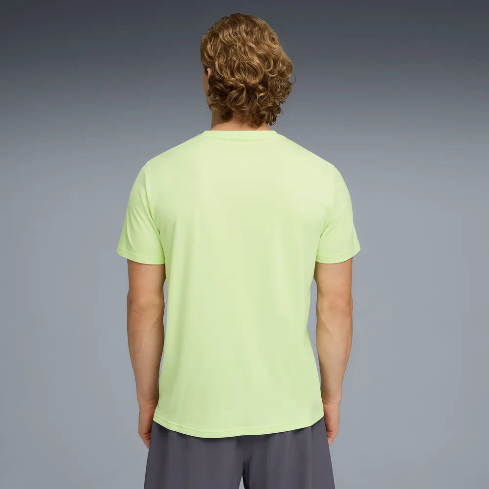 PUMA TRAIN ALL DAY TEXTURE SHORT SLEEVE TEE MENS - Apple Spritz, lifestyle back view worn by model