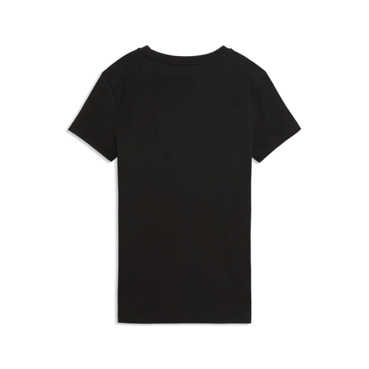 PUMA ESSENTIAL CENTERED CAT SHORT SLEEVE TEE LADIES - Black, back view isolated